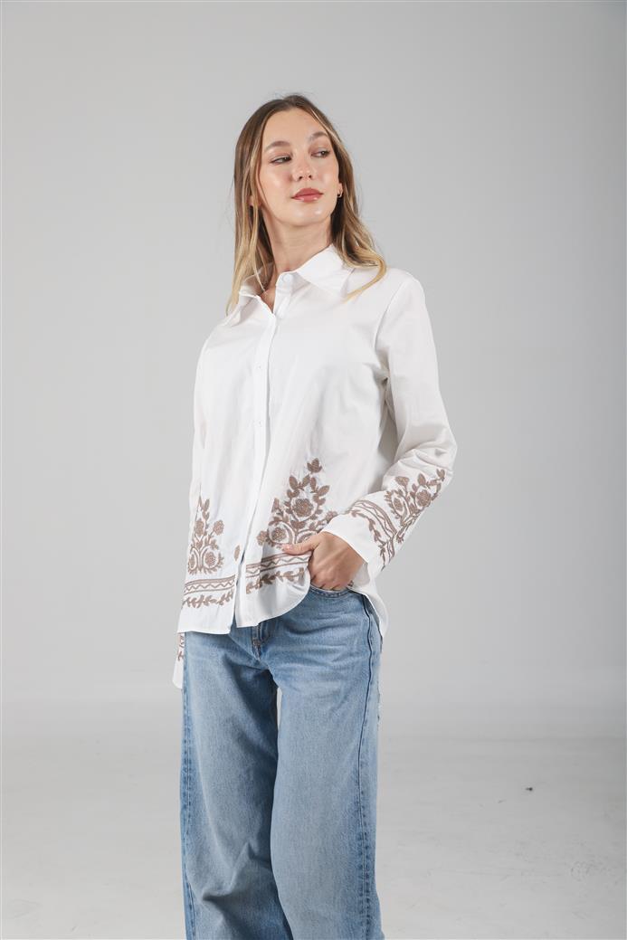 Camisa Vizantina Poplin Bordada